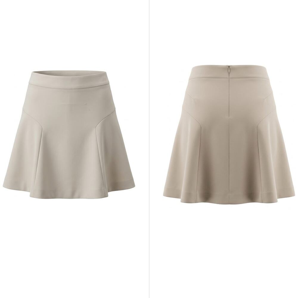 Express Beige A-Line Flared Lined Mini Skirt Solid Women Size 6
